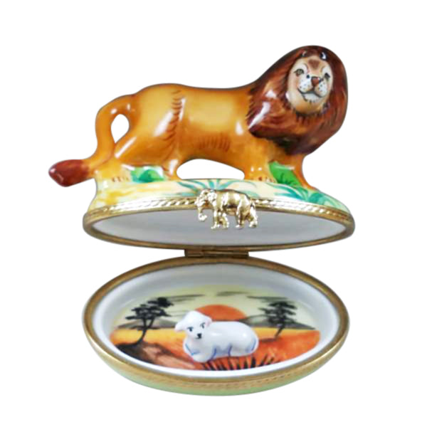 Lion and a Lamb Limoges Porcelain Box