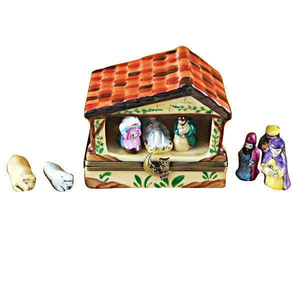Manger with 8 Removable Pieces Limoges Porcelain Box