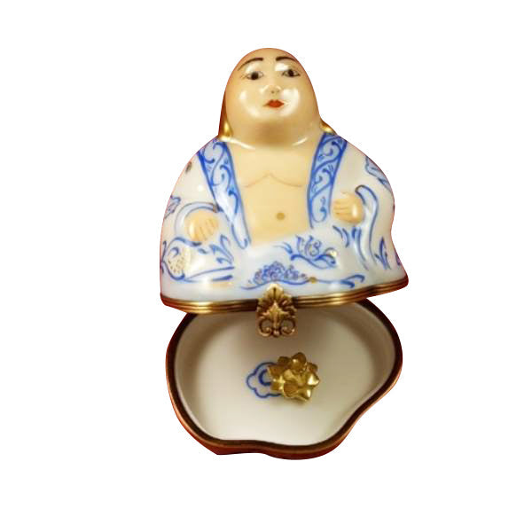 Buddha with Removable Gold Lotus Flower Limoges Porcelain Box