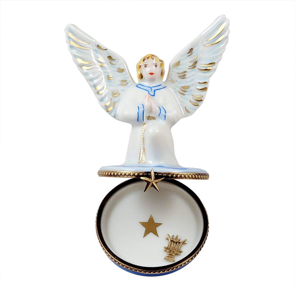 Angel Gabriel with Brass Instrument Limoges Porcelain Box