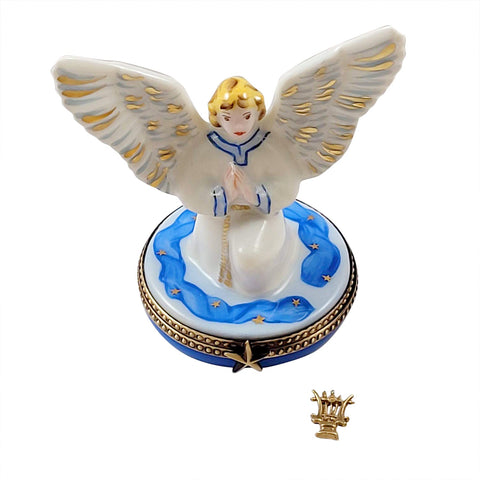 Angel Gabriel with Brass Instrument Limoges Porcelain Box