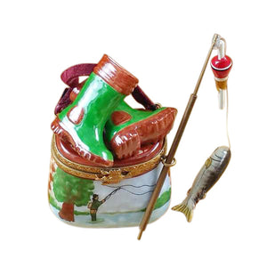 Fisherman Boots on Creel Limoges Porcelain Box
