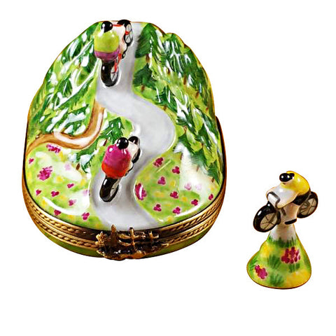 Hill Climbing Bicycles Limoges Porcelain Box