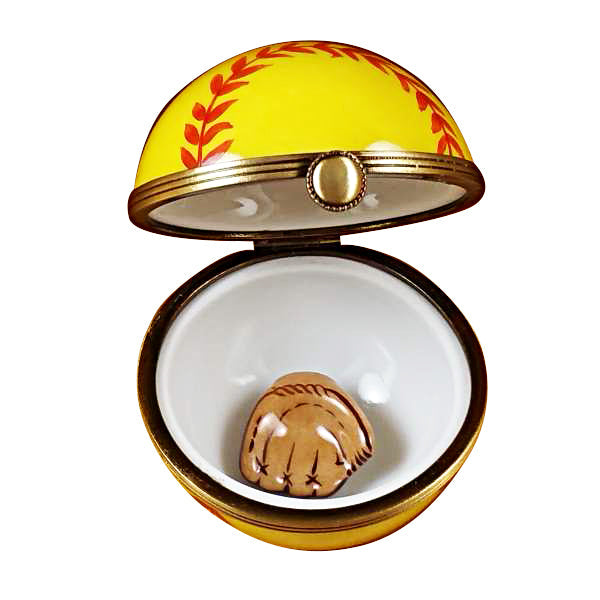 Softball with Removable Glove Limoges Porcelain Box