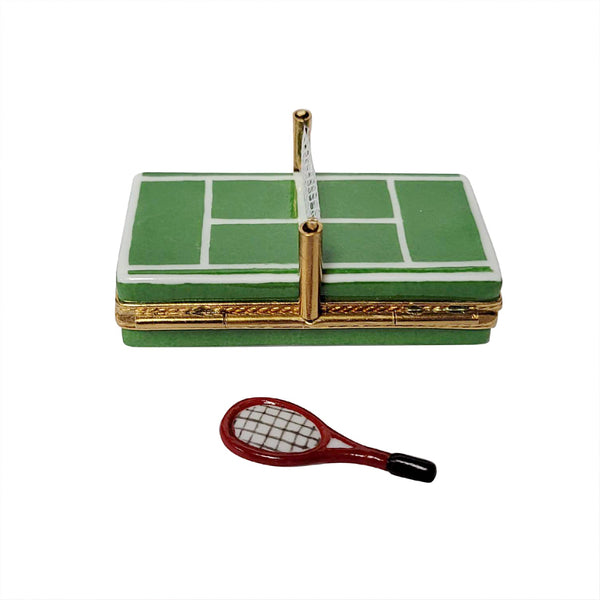 Tennis Court with Removable Racquet Limoges Porcelain Box