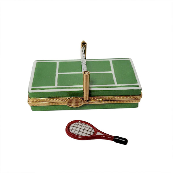 Tennis Court with Removable Racquet Limoges Porcelain Box