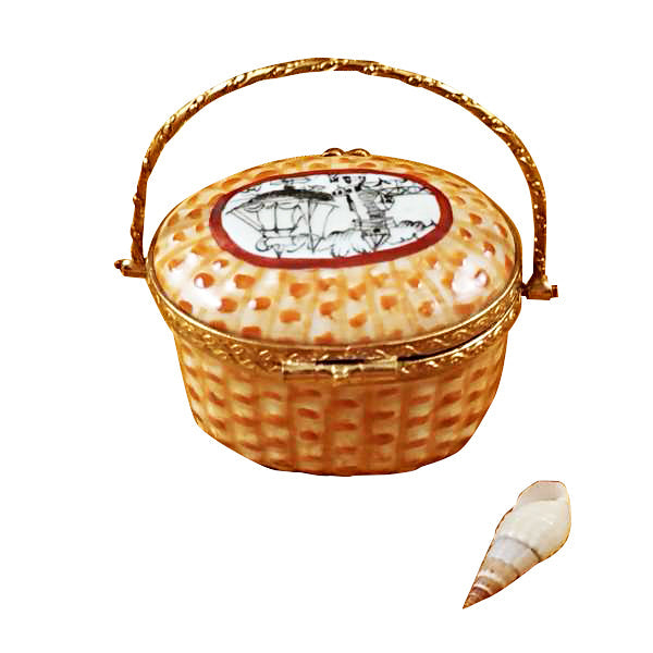 Nantucket Basket with Lighthouse Limoges Porcelain Box
