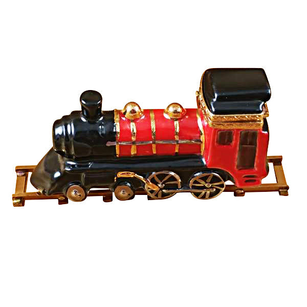 Locomotive / Train on Brass Track Limoges Porcelain Box