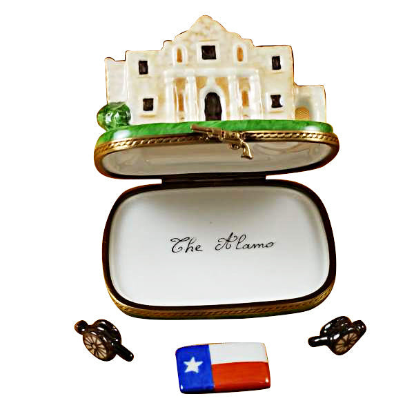 The Alamo with Cannons and Texas Flag Limoges Porcelain Box