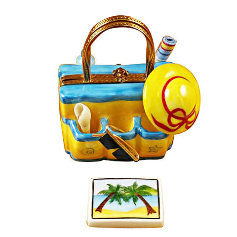Beach Tote with Hat and Accessories Limoges Porcelain Box