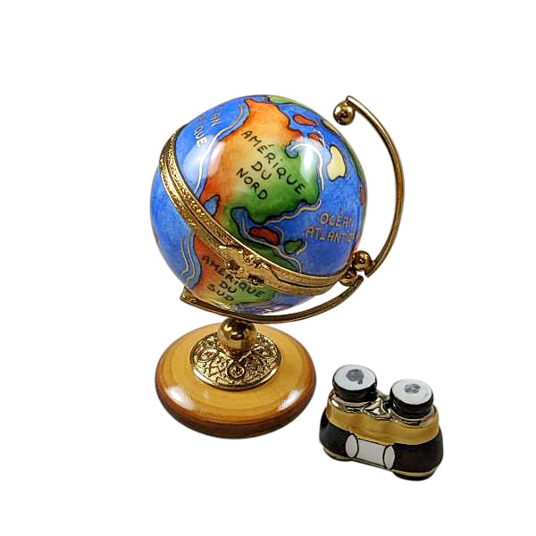 Globe with Binoculars Limoges Porcelain Box