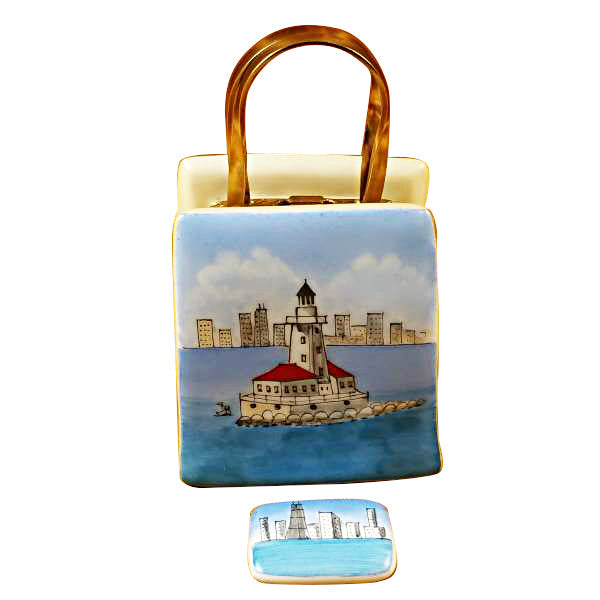 Shopping Bag Chicago Lighthouse Limoges Porcelain Box