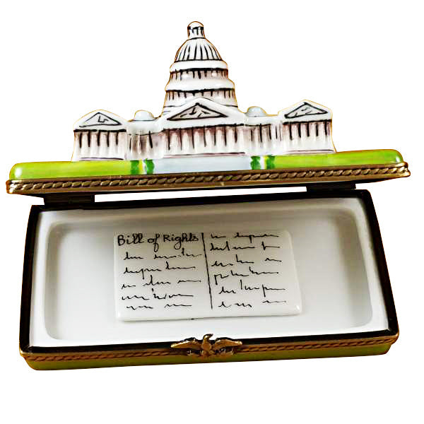 Capitol Dome with Removable Bill of Rights Limoges Porcelain Box