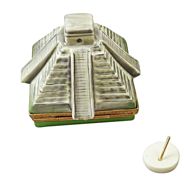 Mayan Pyramid with Removable Sundial Limoges Porcelain Box