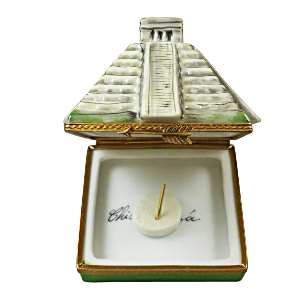 Mayan Pyramid with Removable Sundial Limoges Porcelain Box