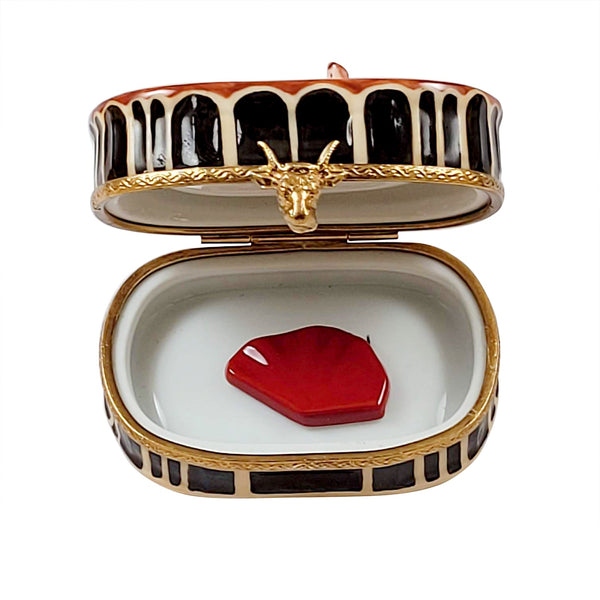 Bullfighting Arena with Removable Red Cape Limoges Porcelain Box