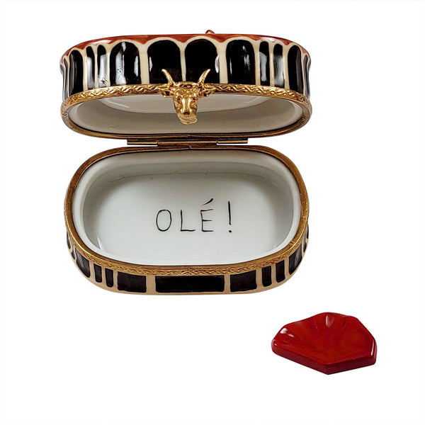 Bullfighting Arena with Removable Red Cape Limoges Porcelain Box