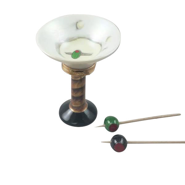 Martini Glass with Olives Limoges Porcelain Box