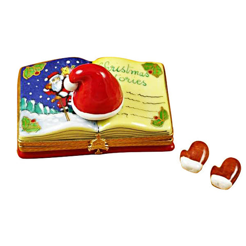 Christmas Book Christmas Stories with Removable Gloves Limoges Porcelain Box