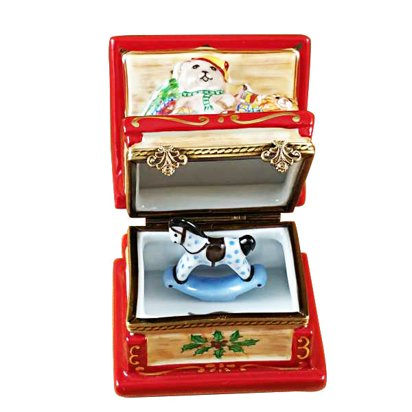 Christmas Toy Chest with Rocking Horse Limoges Porcelain Box