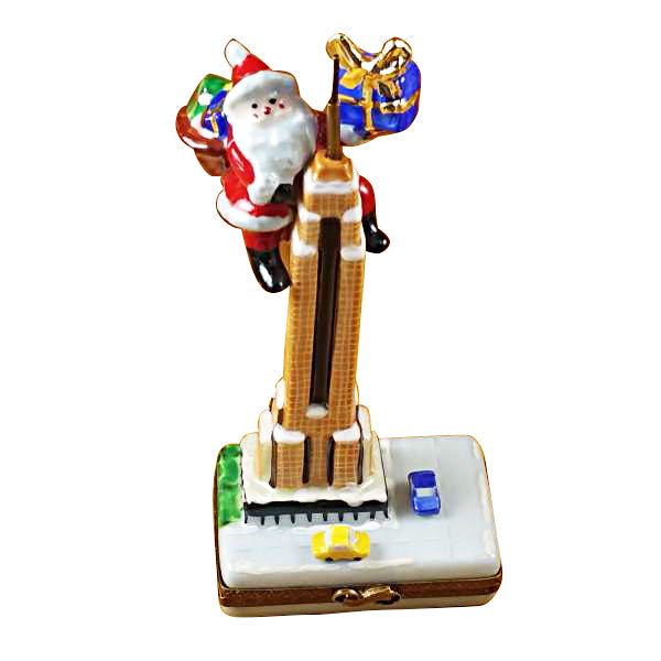 Santa on Empire State Building Limoges Porcelain Box