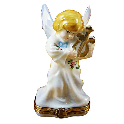 Angel with Lyre Limoges Porcelain Box