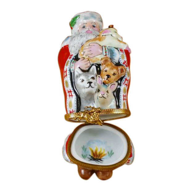 Santa with Animals Limoges Porcelain Box