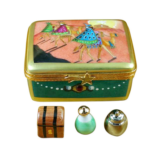 Rectangular Box with Wise Men on Camel Limoges Box Limoges Porcelain Box