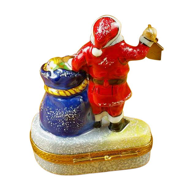 Santa with Lantern & Gifts Limoges Porcelain Box