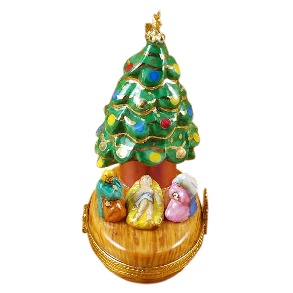 Christmas Tree with Nativity Limoges Porcelain Box