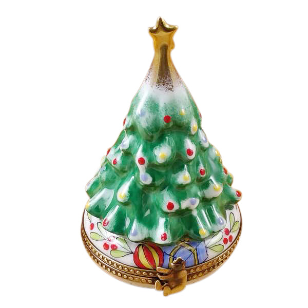 Christmas Tree with Star Limoges Porcelain Box