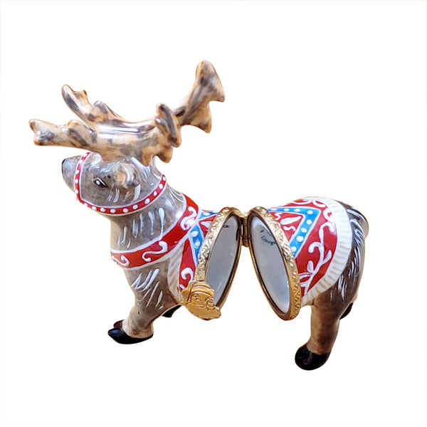 Reindeer with Antlers Limoges Porcelain Box