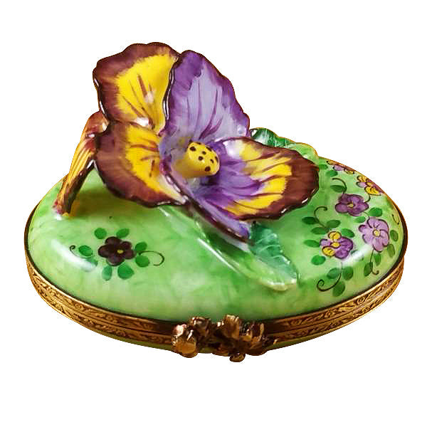 Pansy Purple & Yellow Limoges Porcelain Box