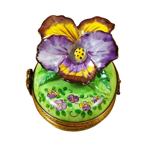 Pansy Purple & Yellow Limoges Porcelain Box