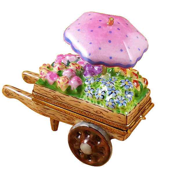 Flower Cart Limoges Porcelain Box