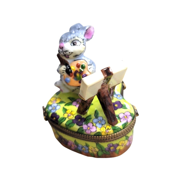 Rabbit Painting Love Bunny Porcelain Limoges Trinket Box