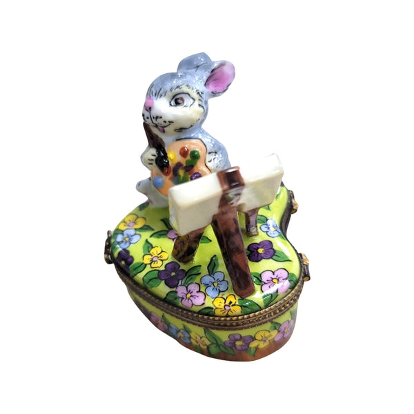 Rabbit Painting Love Bunny Porcelain Limoges Trinket Box