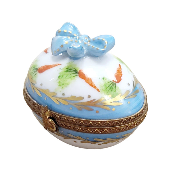 Rabbit inside Blue Egg Easter Porcelain Limoges Trinket Box