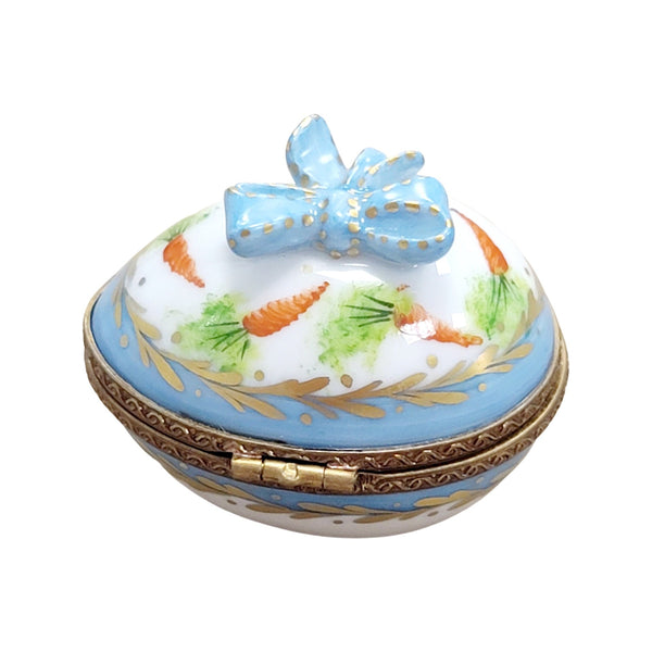 Rabbit inside Blue Egg Easter Porcelain Limoges Trinket Box