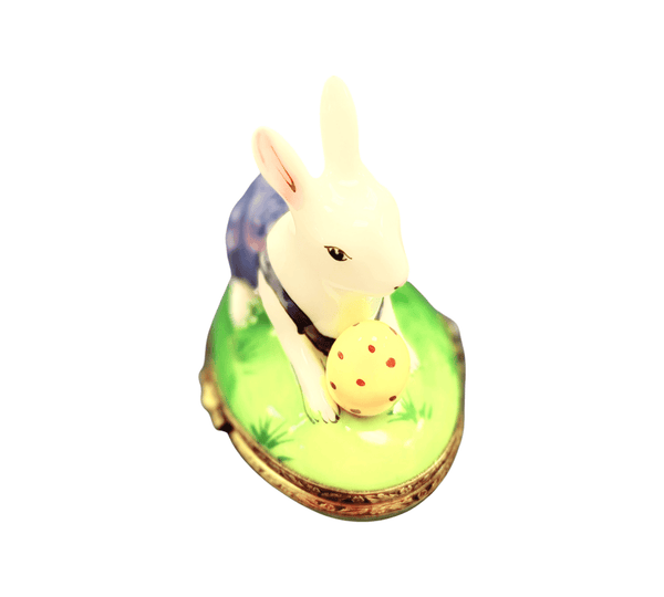 Rabbit with Removable Egg Easter Porcelain Limoges Trinket Box