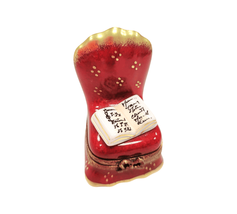 Red Chair w Book Porcelain Limoges Trinket Box