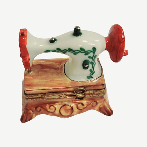 Red Sewing Machine Porcelain Limoges Trinket Box