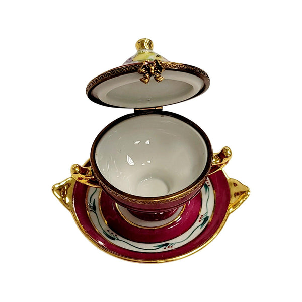 Red Soup Toureen Porcelain Limoges Trinket Box
