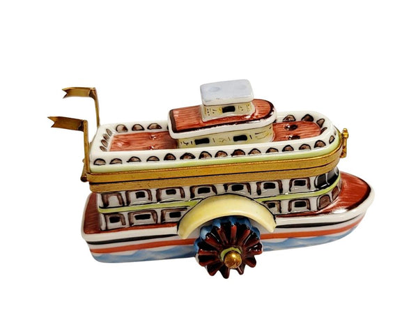 River Boat Porcelain Limoges Trinket Box