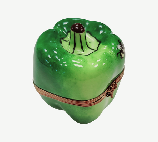 Rochard Green Pepper w Bee Porcelain Limoges Trinket Box