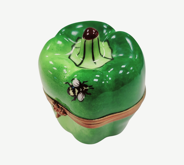 Rochard Green Pepper w Bee Porcelain Limoges Trinket Box