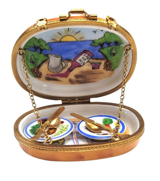 Romantic Picnic for Two Porcelain Limoges Trinket Box