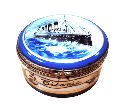 Ronde Le Titanic Round Porcelain Limoges Trinket Box