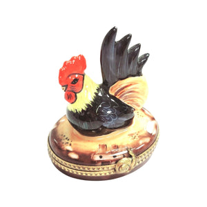 Rooster in Nest Porcelain Limoges Trinket Box