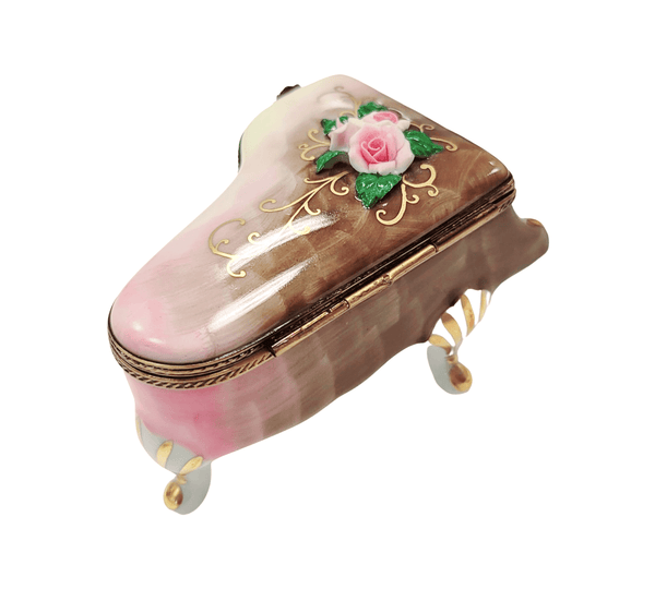 Rosard Grand Piano w Rose Porcelain Limoges Trinket Box